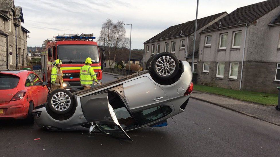 Dalbeattie road reopens after car overturns BBC News