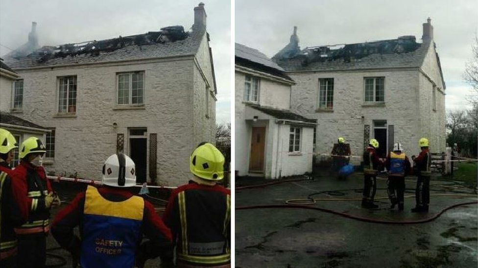 Cornwall storms Double lightning strike starts house fire BBC News