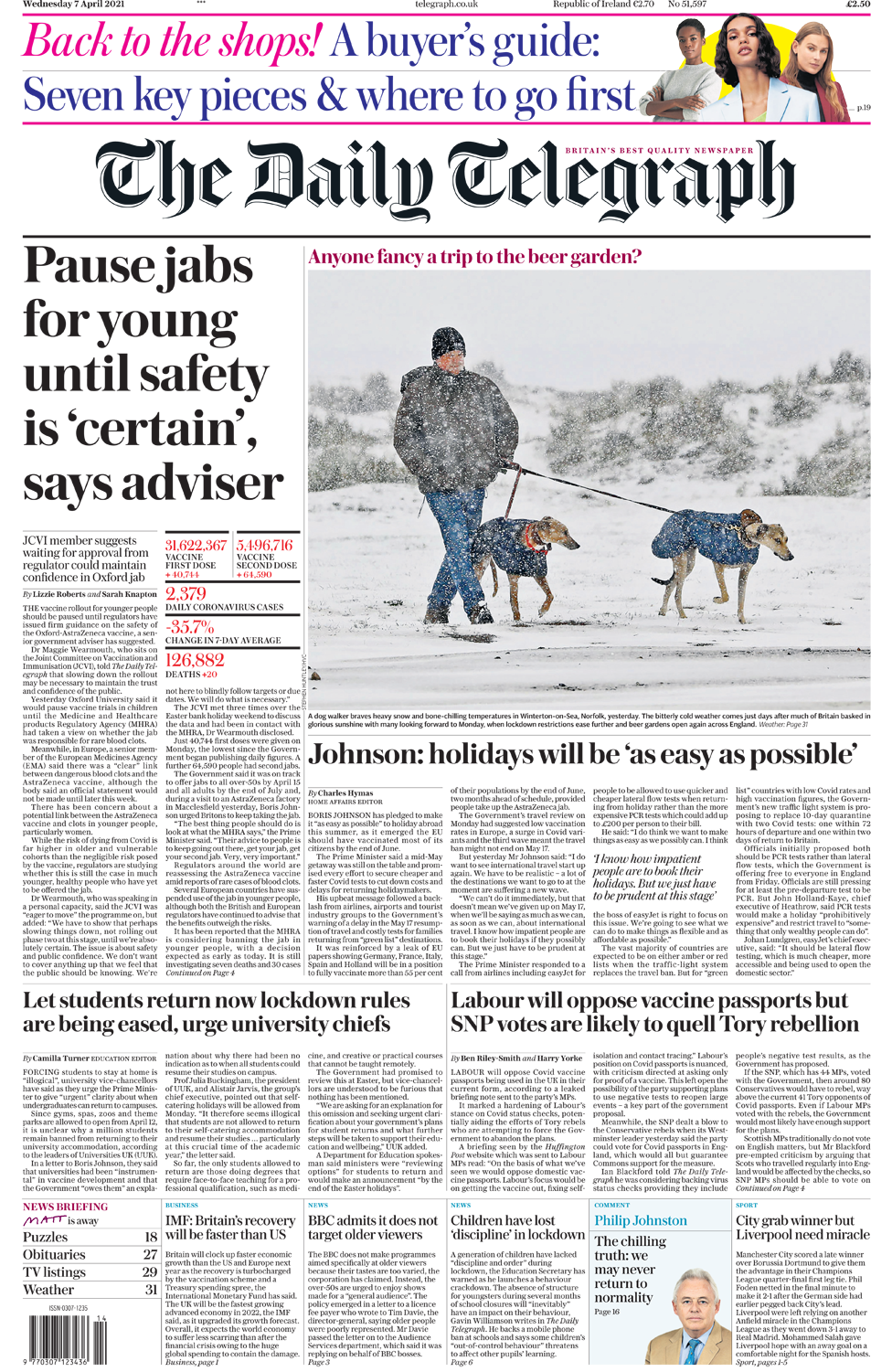 Daily Telegraph Wednesday