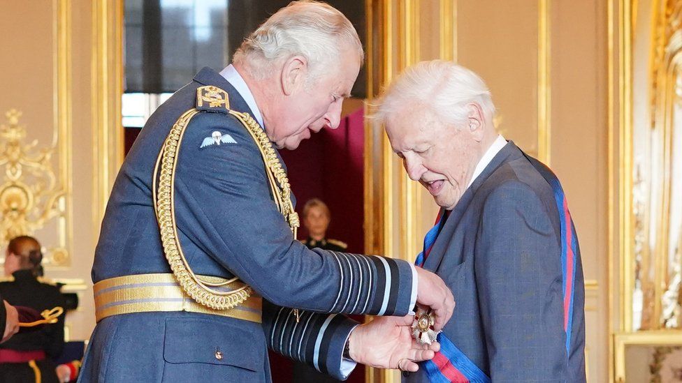 Sir David being honoured by the Prince of Wales