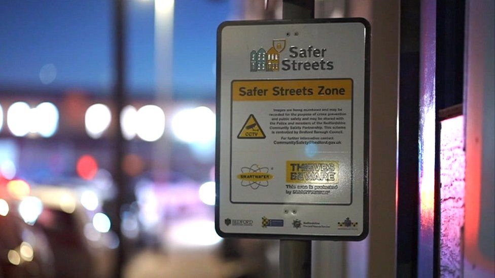 Safer Streets sign in Bedford