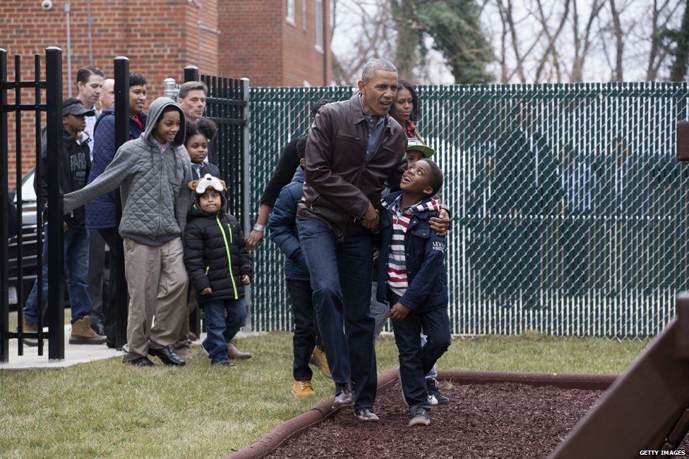 Obama at a playground