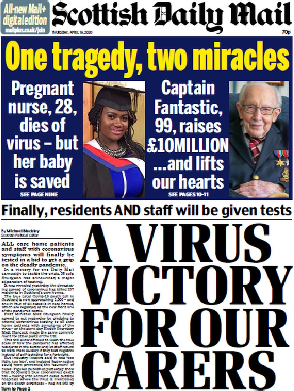 Scottish Daily Mail front page