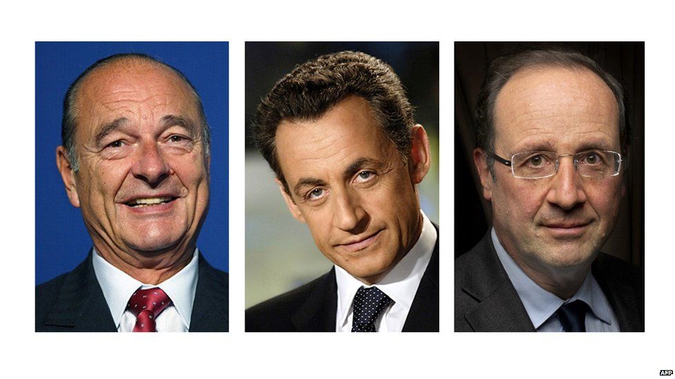 French Presidents Chirac, Sarkozy and Hollande
