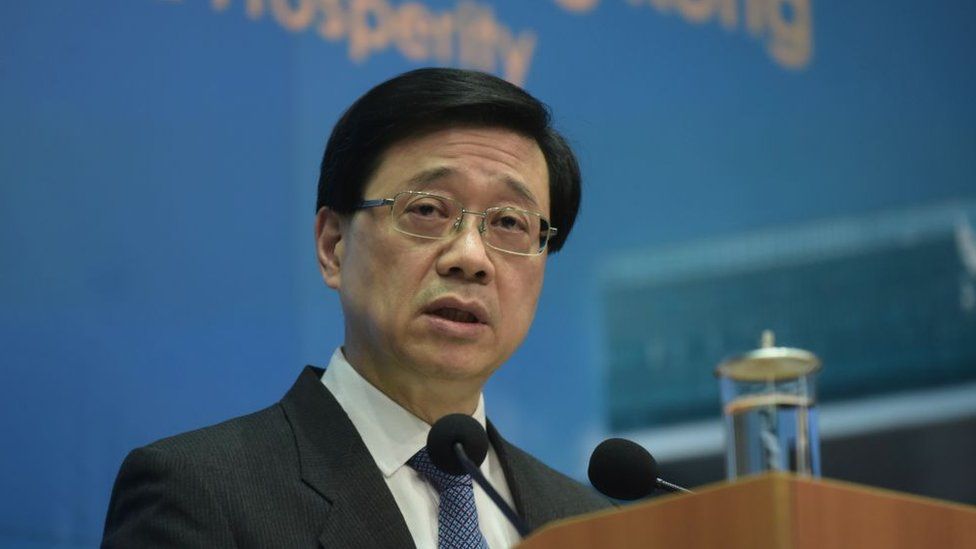 John Lee Ka-chiu, chief secretary for administration of Hong Kong government, speaks during a press conference on the determination results of the Candidate Eligibility Review Committee for the 2021 Election Committee Subsector Ordinary Elections on August 26, 2021 in Hong Kong,