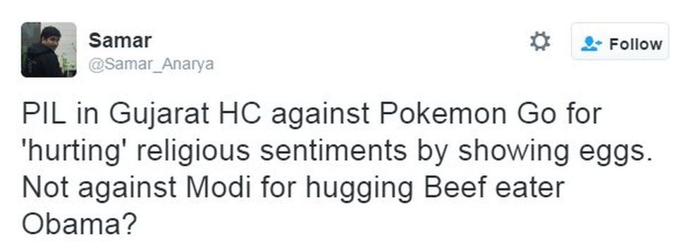 PIL in Gujarat HC against Pokemon Go for 'hurting' religious sentiments by showing eggs. Not against Modi for hugging Beef eater Obama?