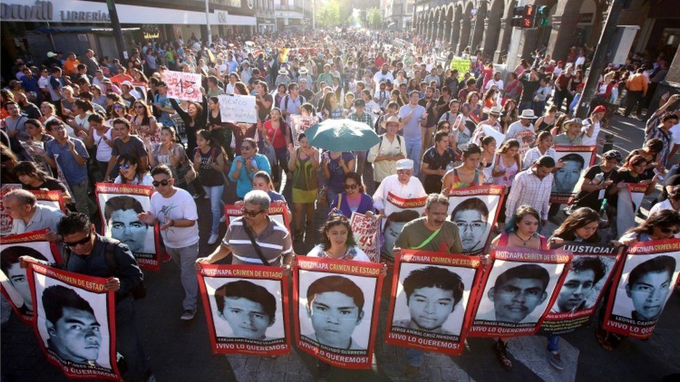 Protest march in Mexico City, 26 September 2015