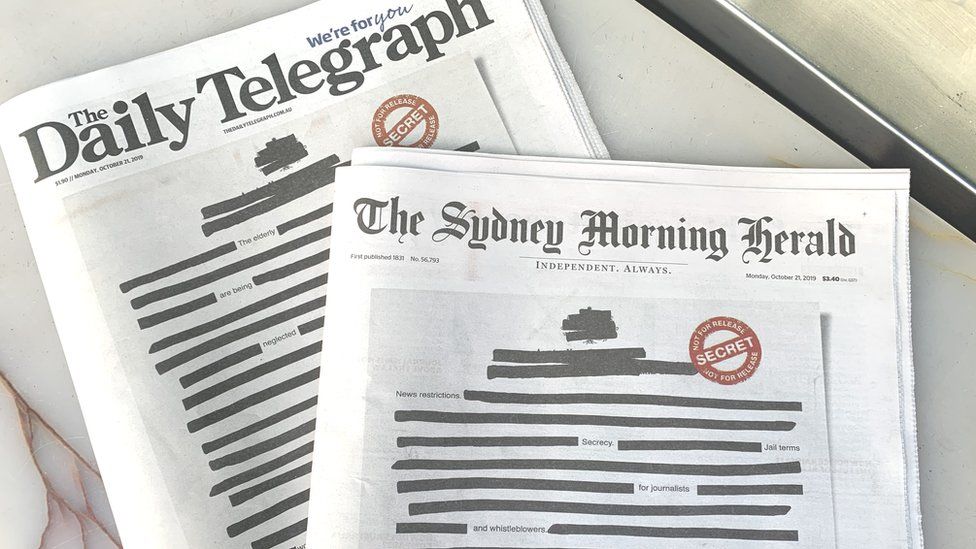 Australian Newspapers Black Out Front Pages In 'Secrecy' Protest - Bbc News