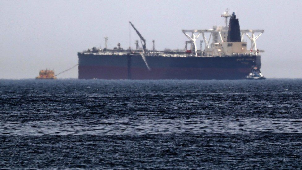 Crude oil tanker, Amjad, which was one of two reported tankers that were damaged in mysterious "sabotage attacks"