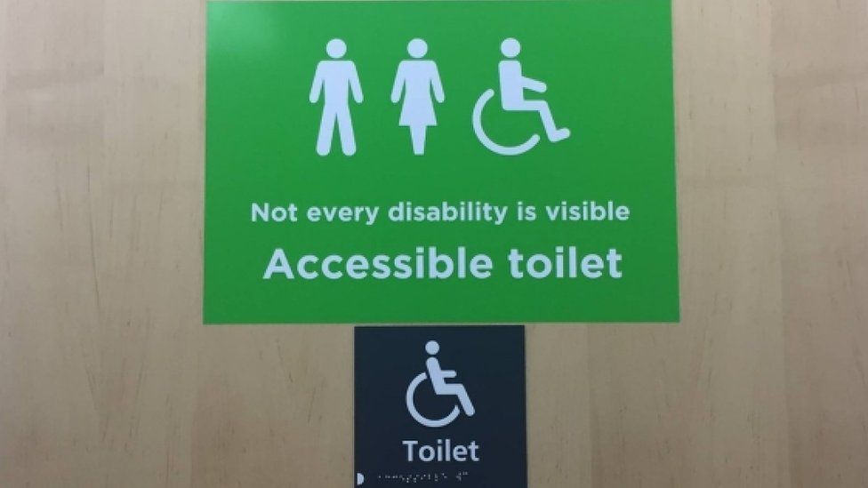 Disabled is required. Toilet for people with Disabilities. Pahk Signage disabled people. If you are not disabled and you Park here.