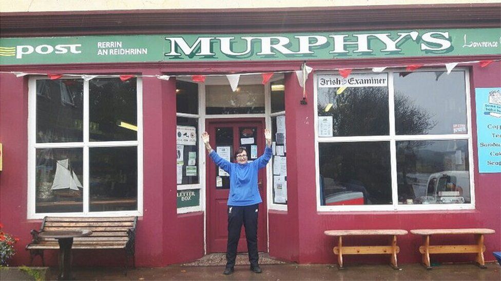 Mary Murphy outside her post office on Bere Island