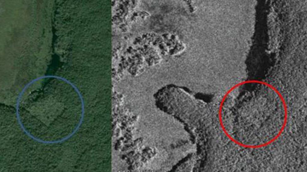 Canadian Space Agency satellite images showing the lost Mayan city