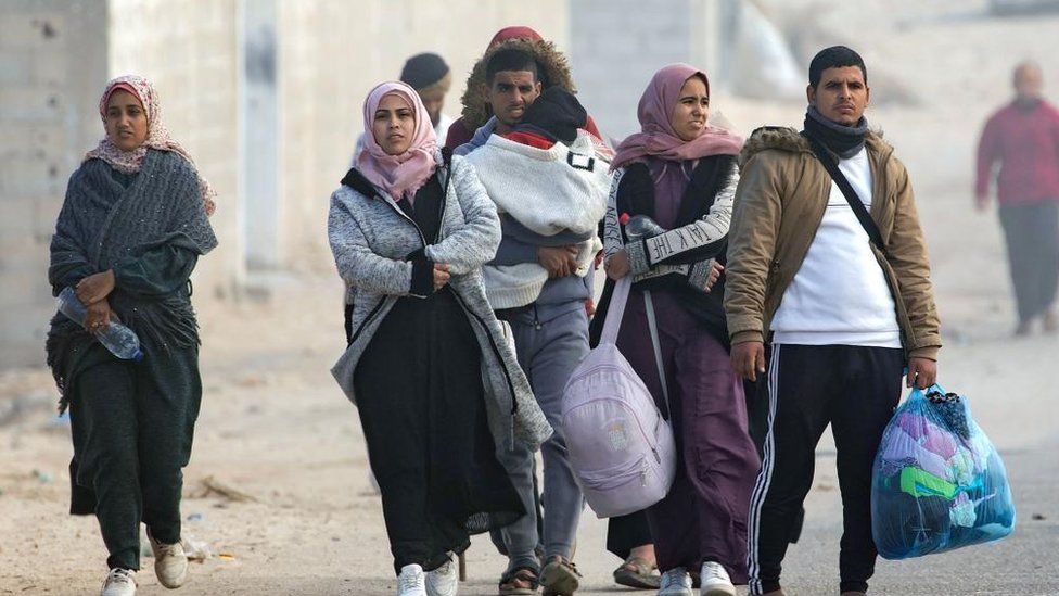 displaced palestinians in southern Gaza