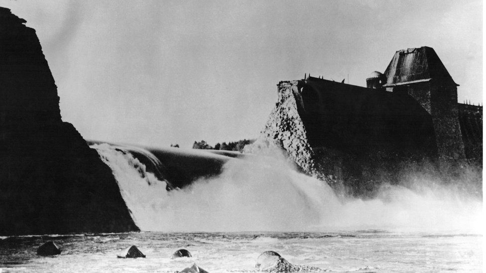 The Möhne dam photographed after the Dambusters raid