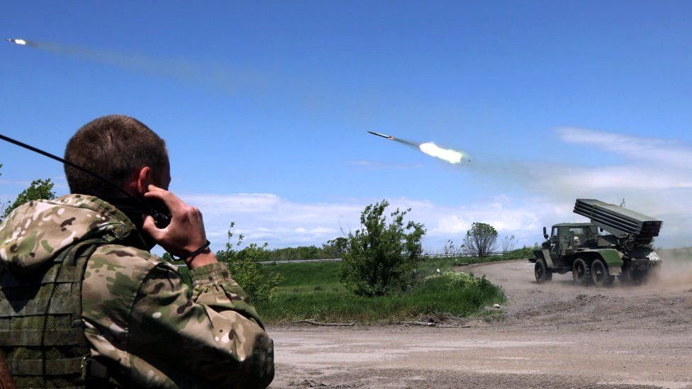 Image shows rocket firing