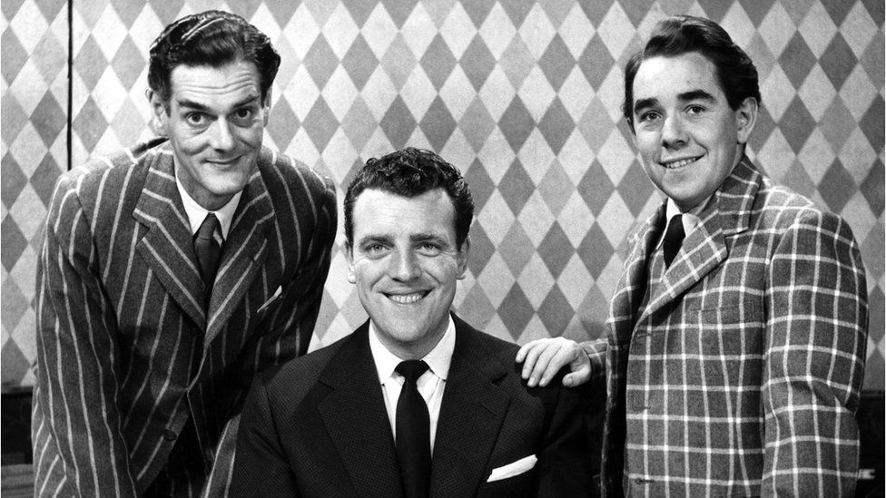 Corbett got his first big break doing stand-up on the children's TV show Crackerjack! in the mid-1950s, with presenters Michael Darbyshire (left) and Eamonn Andrews (centre)