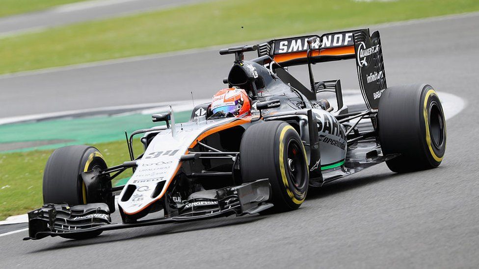 Nikita Mazepin of Russia driving the Sahara Force India F1 Team VJM09 Mercedes PU106C Hybrid turbo during F1 testing at Silverstone Circuit on July 12, 2016 in Northampton
