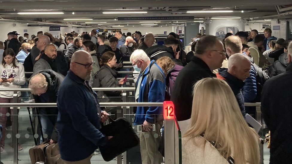 Queues at Manchester Airport on Tuesday