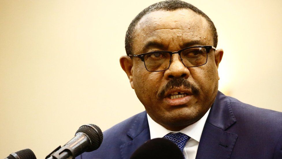 Ethiopian Prime Minister Hailemariam Desalegn speaks during press conference in Khartoum on August 17, 2017