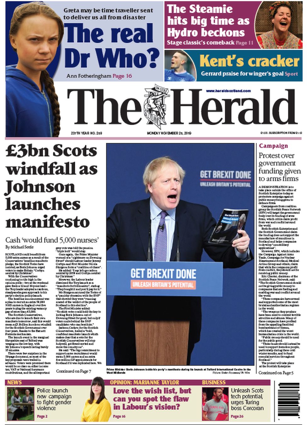 Scotland S Papers Johnson S 3bn Scots Windfall And Trident Red Line c News