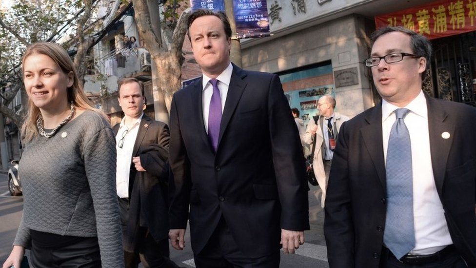 David Cameron with former advisers Liz Sugg, Craig Oliver (left) and Ed Llewellyn