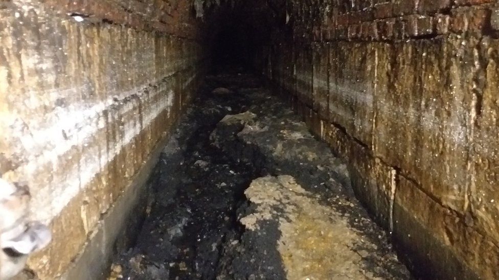 The sewer before the removal began