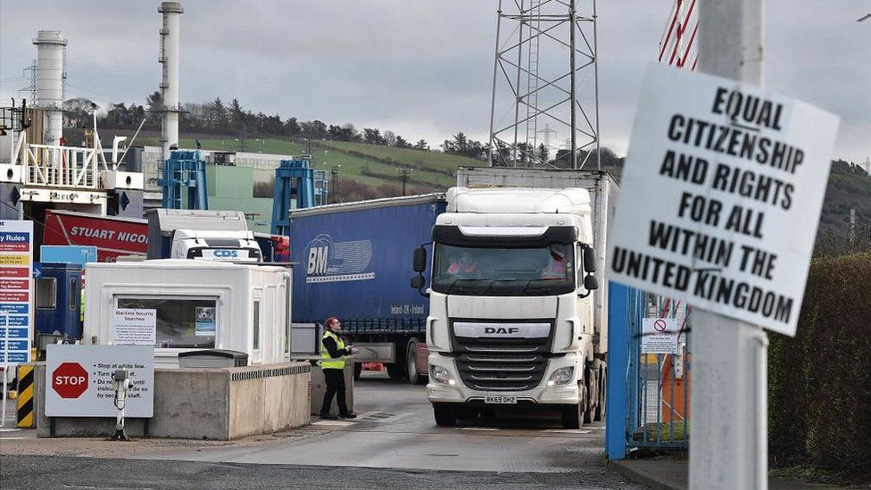 Larne border checkpoint for cargo entering from Scotland, 3 Feb 22