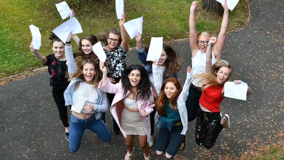 Students from Victoria College in Belfast celebrate their results last year