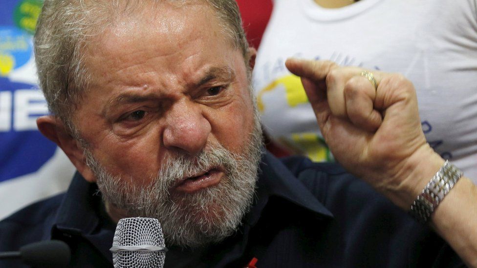 Former Brazilian President Luiz Inacio Lula da Silva in press conference in Sao Paulo