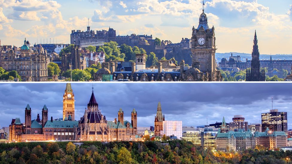 Edinburgh and Ottawa skylines