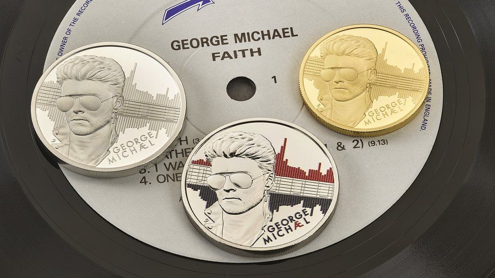 The three versions of the new George Michael coin
