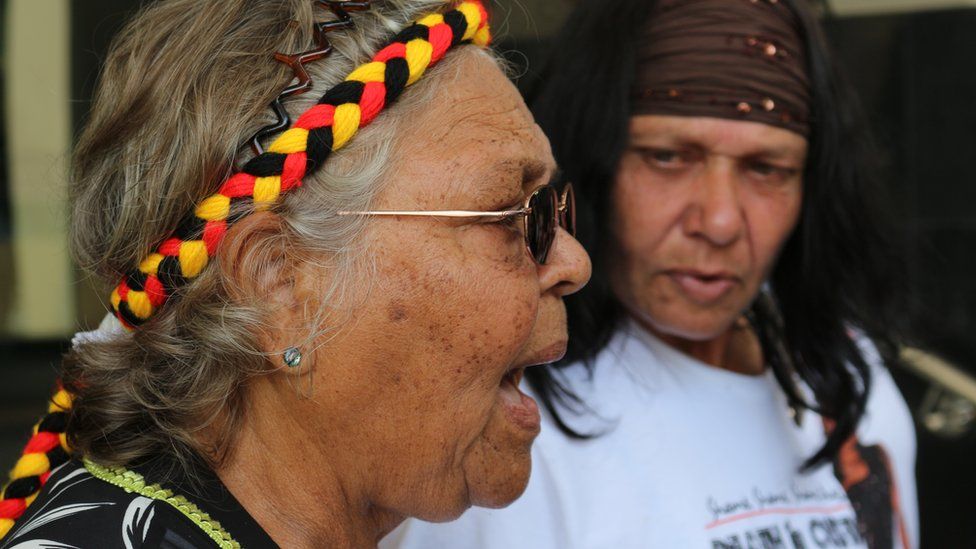 Ms Dhu's mother Della Kay Roe (right) and grandmother Coral June Roe hold a press conference in Perth