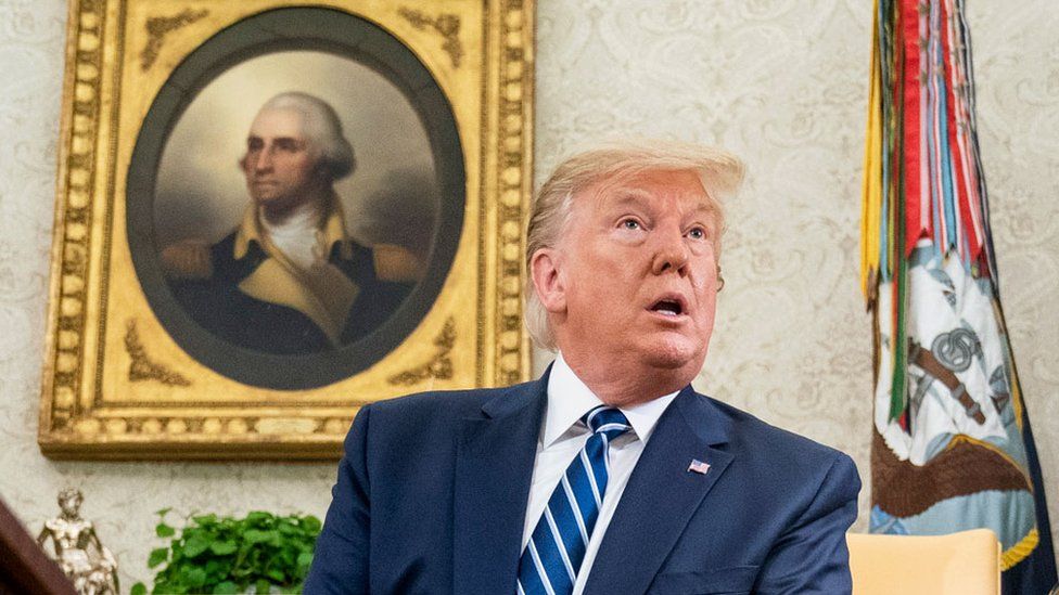 US President Donald Trump in the Oval Office of the White House in Washington. Photo: 20 June 2019