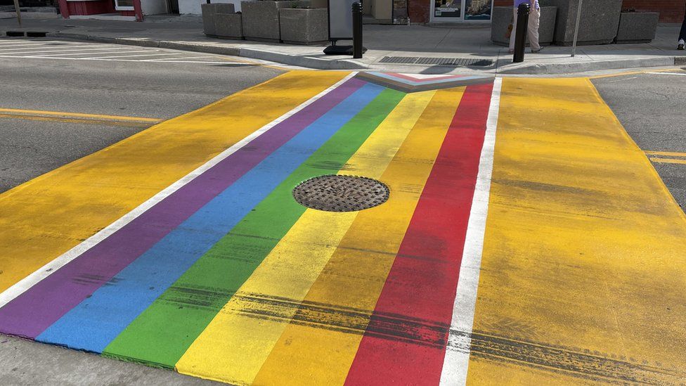 Paris's damaged Pride pedestrian crossing