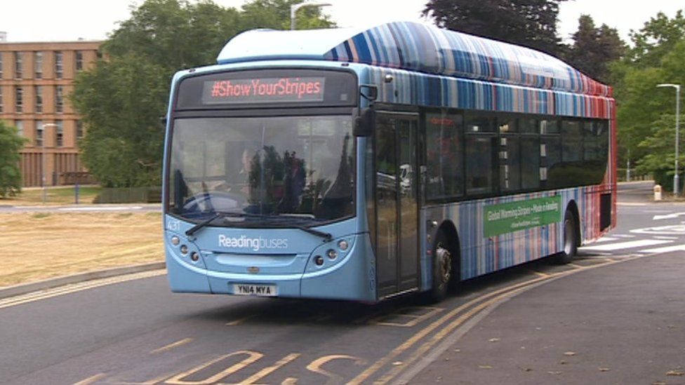 The bus with the stripe design
