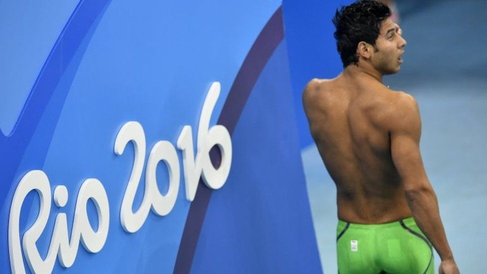 Rami Anis, swimming for the Refugee Olympic Team