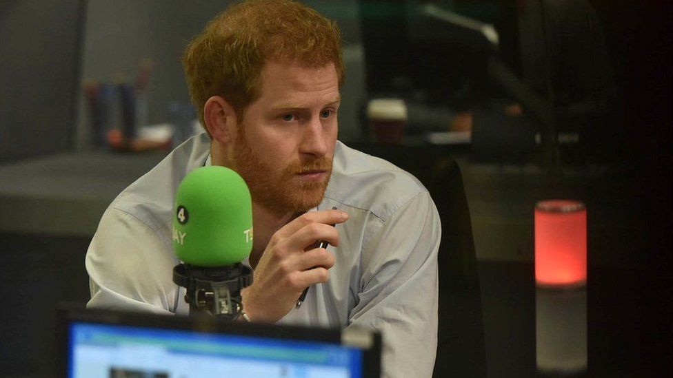 Prince Harry in the BBC Radio 4 studio