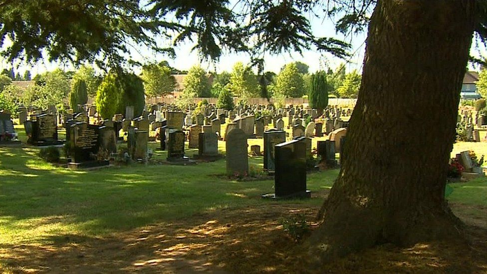 Picture shows gravestones at Canley Crematorium in Coventry