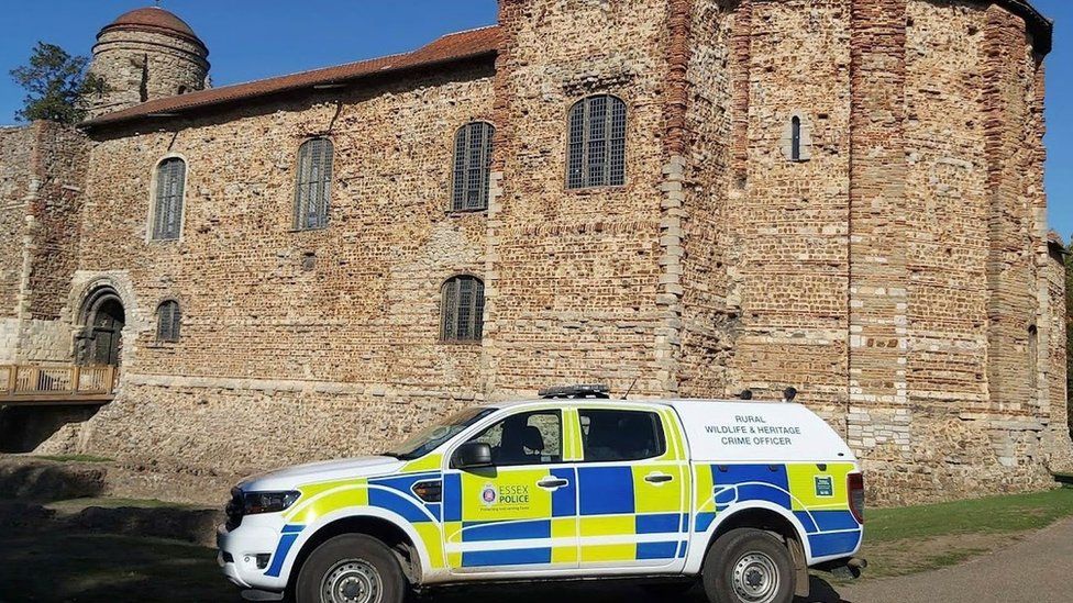 Essex Police Heritage Crime Officers patrol Colchester Castle in Essex