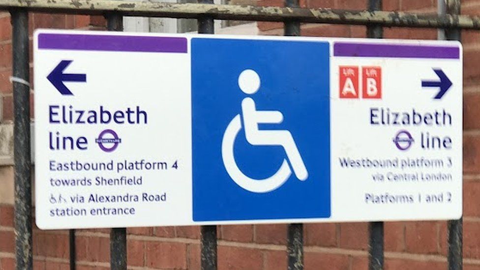 The sign shows there is disability access at the station