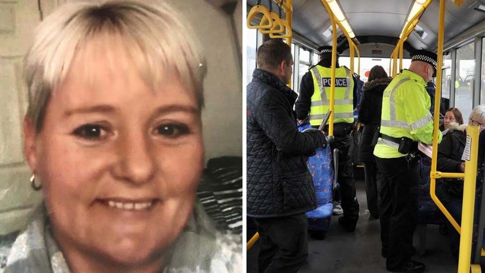 Julie Reilly and police on bus