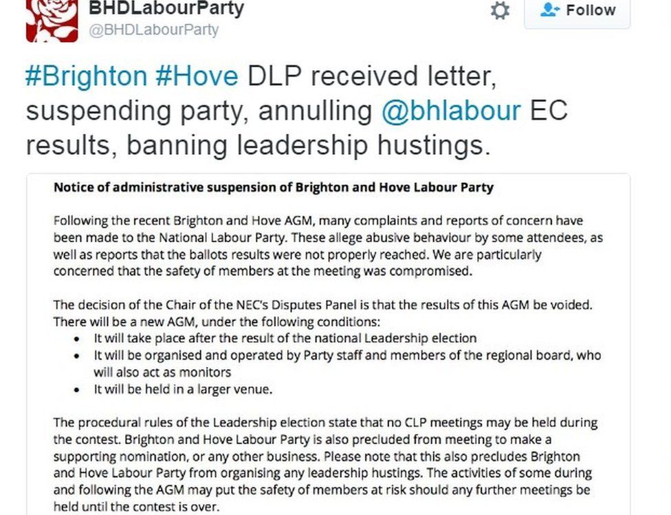 Letter sent to BHD Labour Party