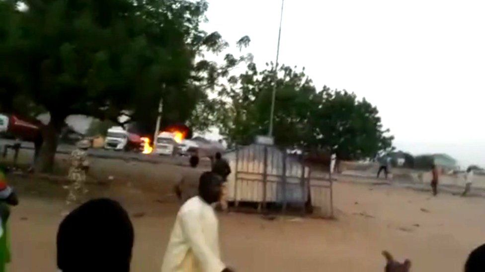 A suicide bomber blows herself up