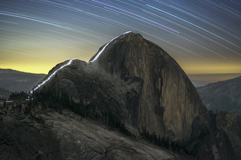 A cable car route shot with long exposure