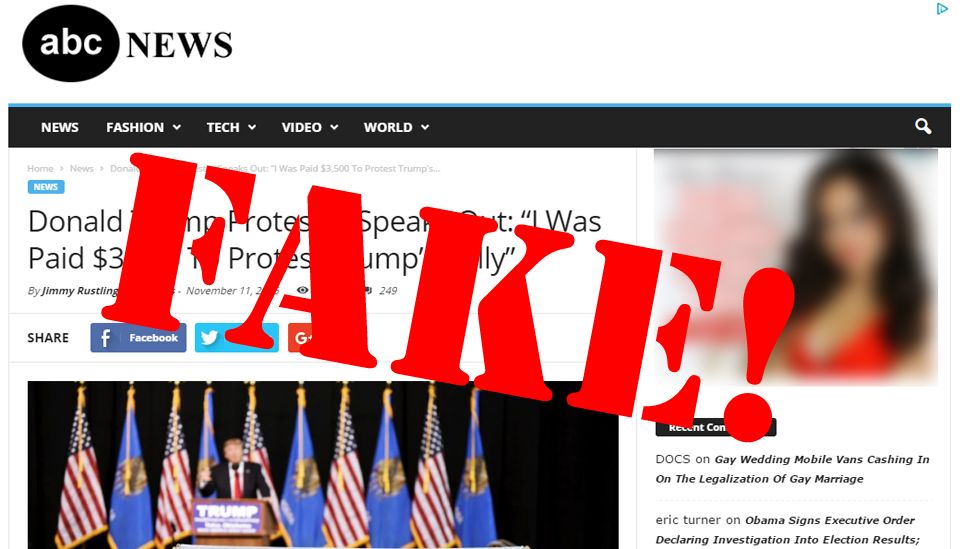 Fake news screengrab