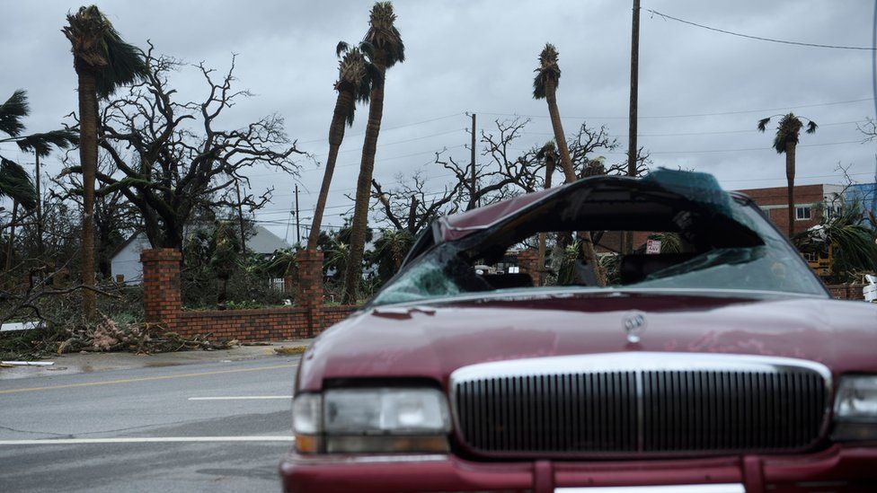 Storm damage in Florida's Panama City after Hurricane Michael swept through, 10 October 2018