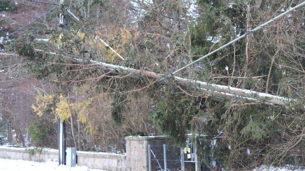 Power line down in Ballater