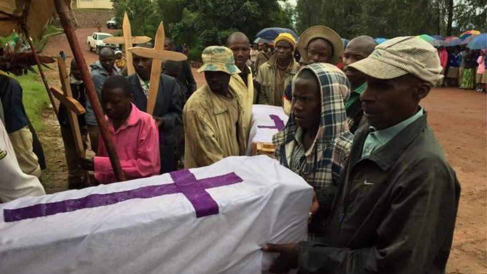Funeral ceremony for one the victims of landslides in Rwanda