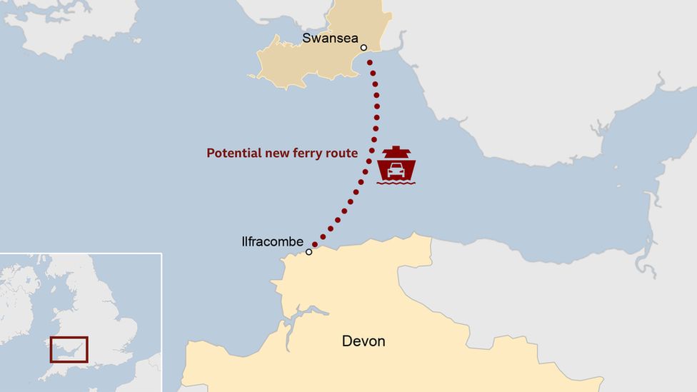 Ferry route between Wales and north Devon