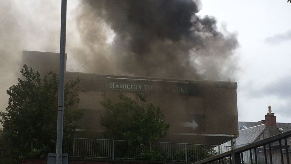 Firefighters at the Town Hotel in Hamilton